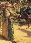 Charles Courtney Curran Woman with a horse Spain oil painting artist